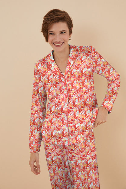 Orange Tropical Button Down Pyjama Set