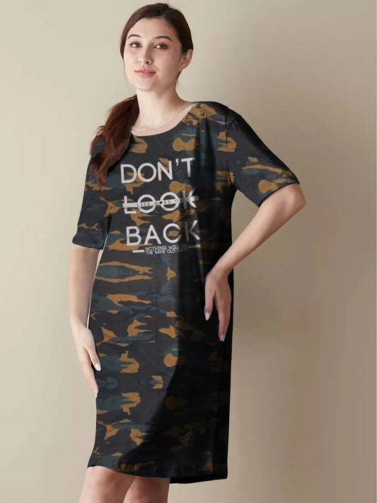 Don't Look Camouflage  Printed Nightdress