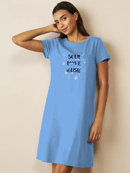 Blue Soul  Printed Nightdress