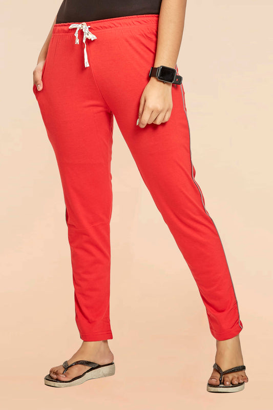 Red Lounge Pant With Grey Piping