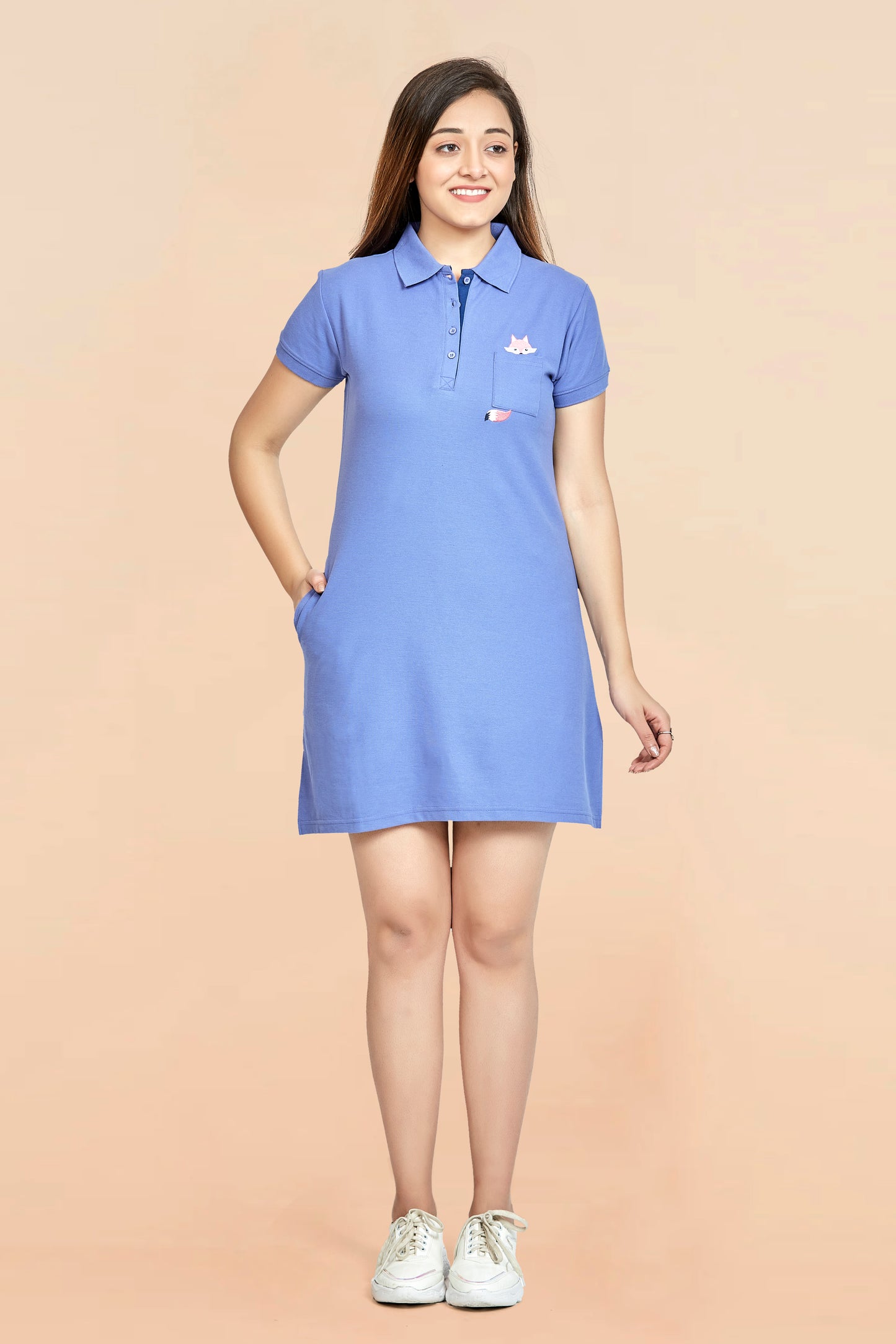 Purple Collared T-shirt Dress