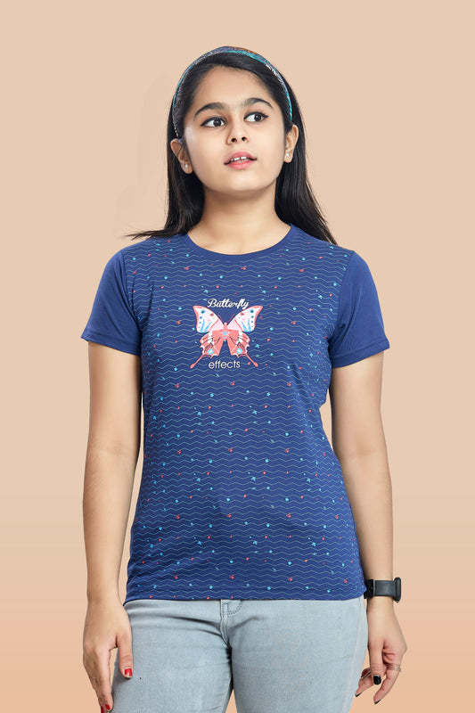 Royalblue Butterfly Printed T-shirt