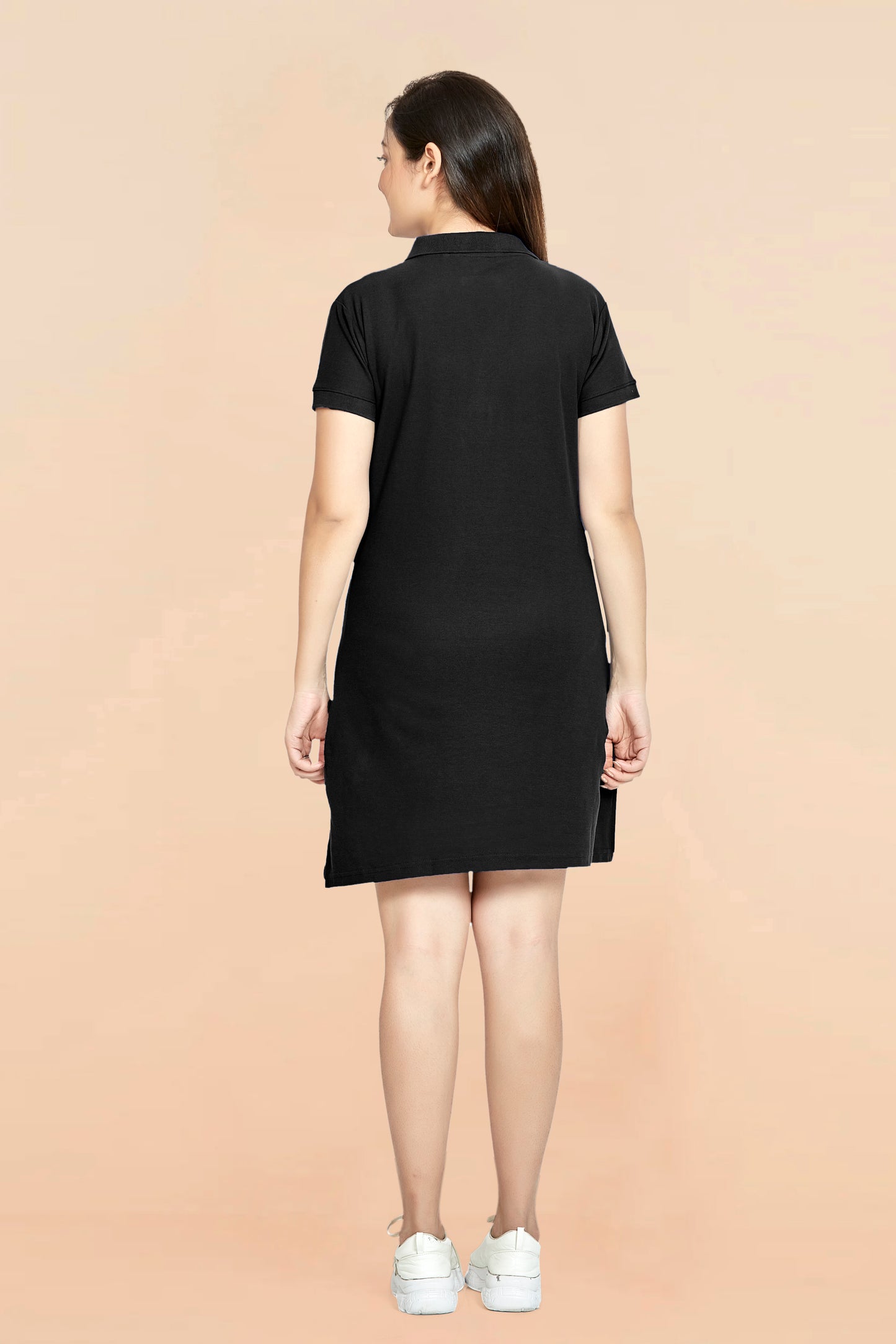 Black Collared T-shirt Dress