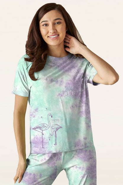 Tie & Dye Green-Purple Pyjama Set