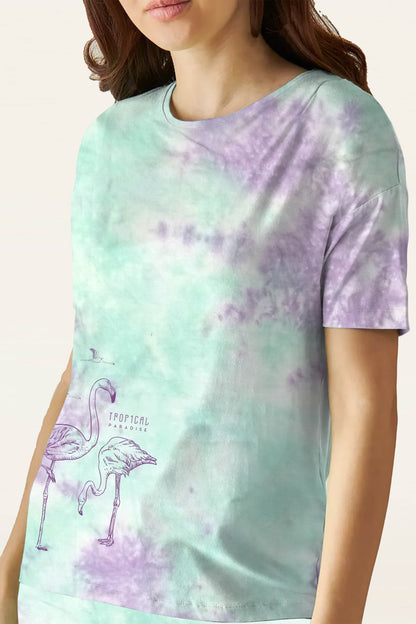 Tie & Dye Green-Purple Pyjama Set