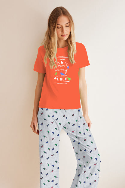 Orange Rocket Pyjama Set