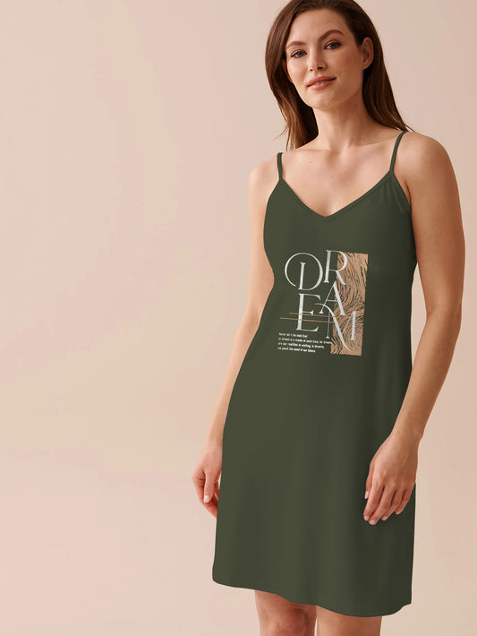 Olive Sleeveless Nightdress