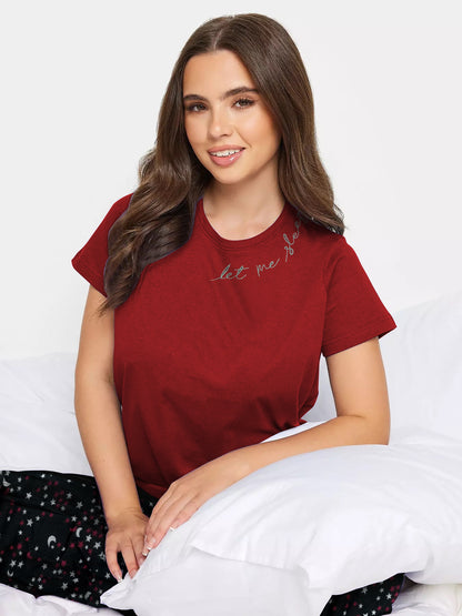 Maroon Starry Pyjama Set