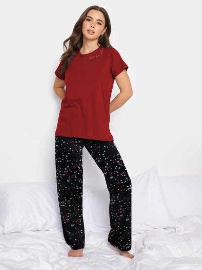 Maroon Starry Pyjama Set