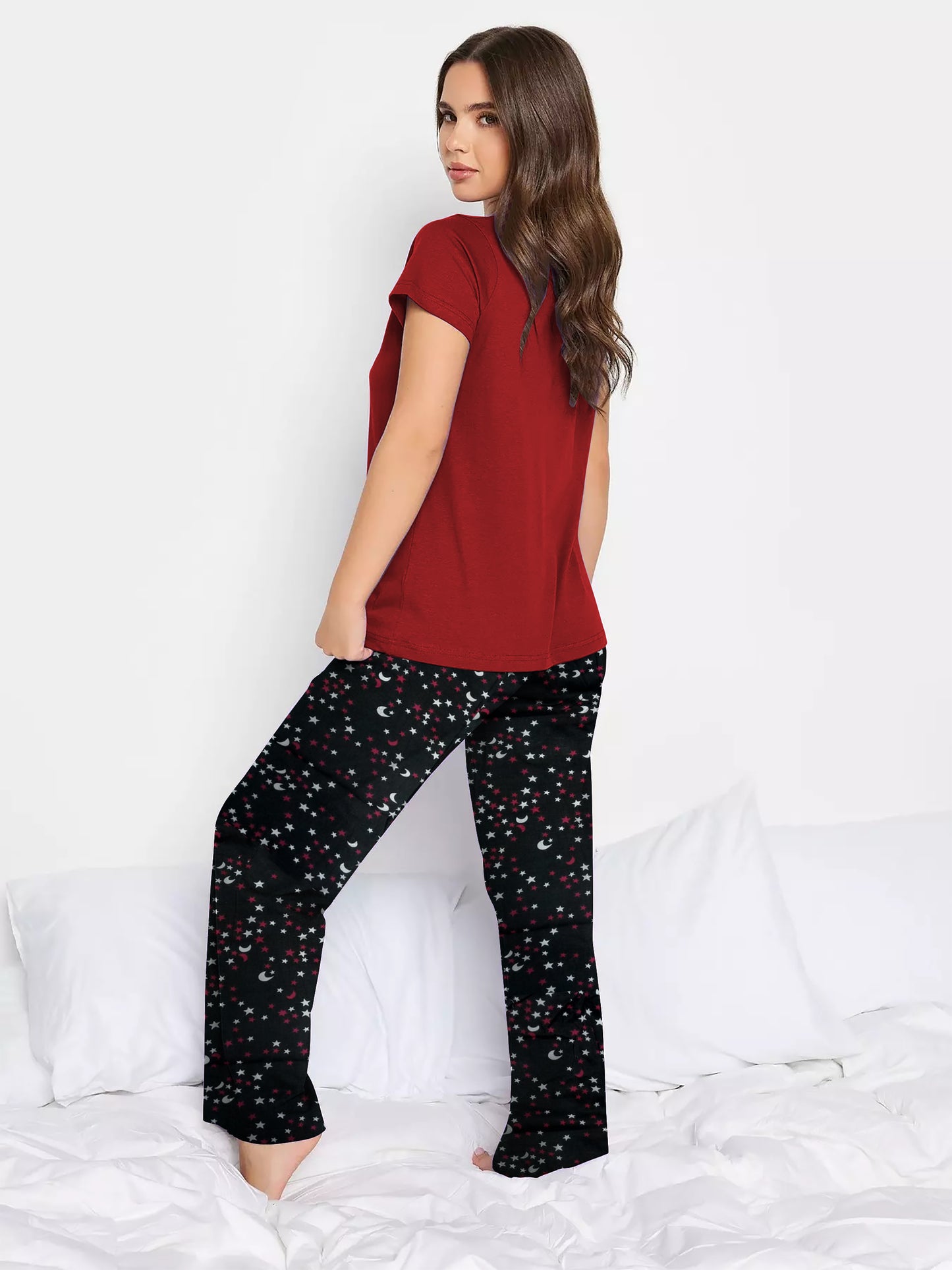 Maroon Starry Pyjama Set