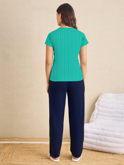 Teal Green Beauty Navy Solid Pajama Pant