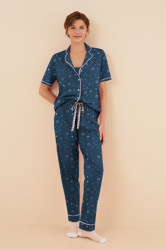 Blue Galaxy Button Down Pyjama Set