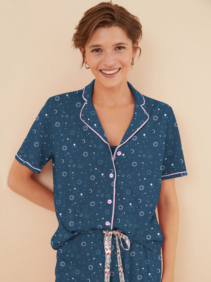 Blue Galaxy Button Down Pyjama Set