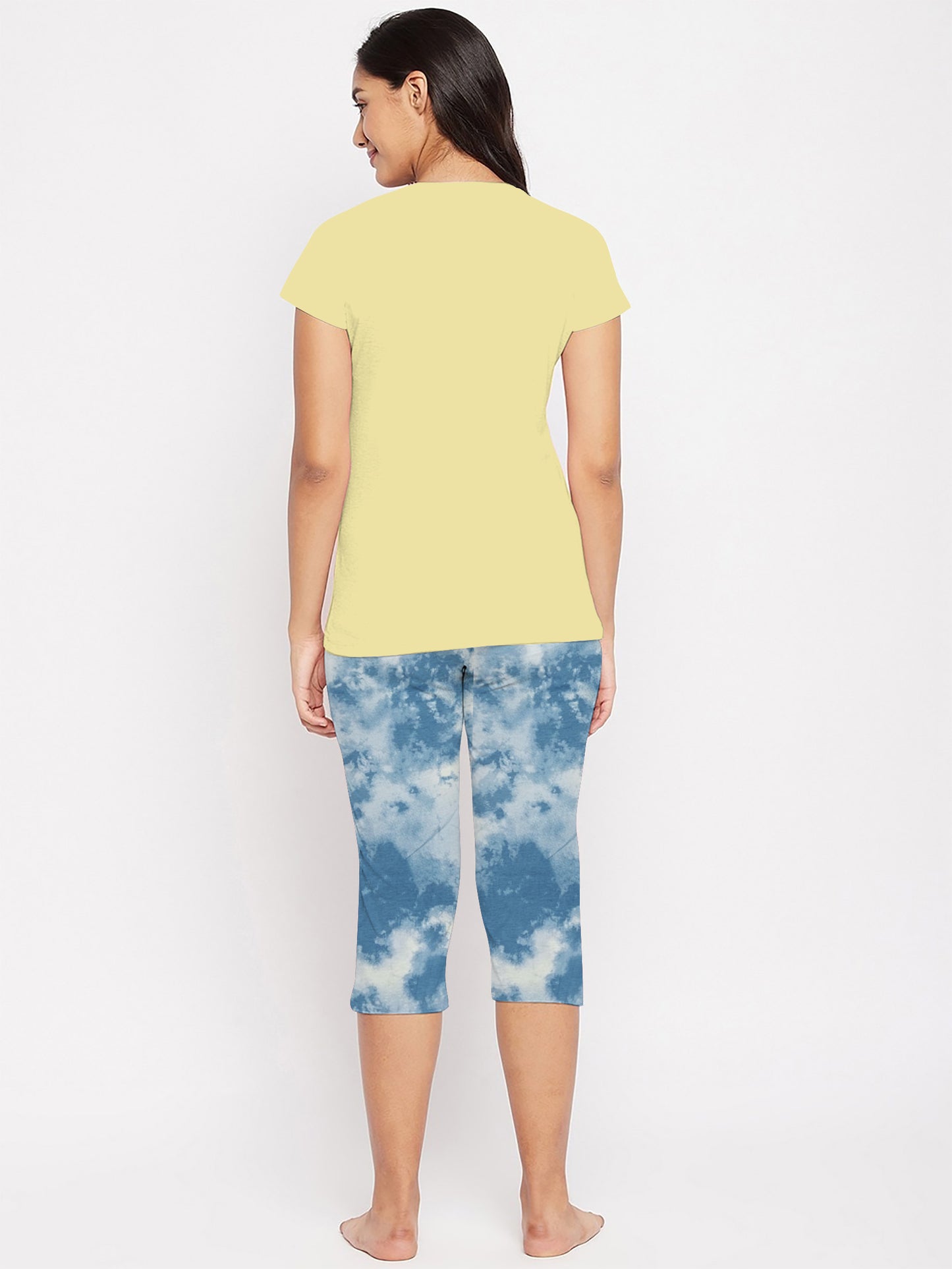 Yellow & Blue Abstract Capri set