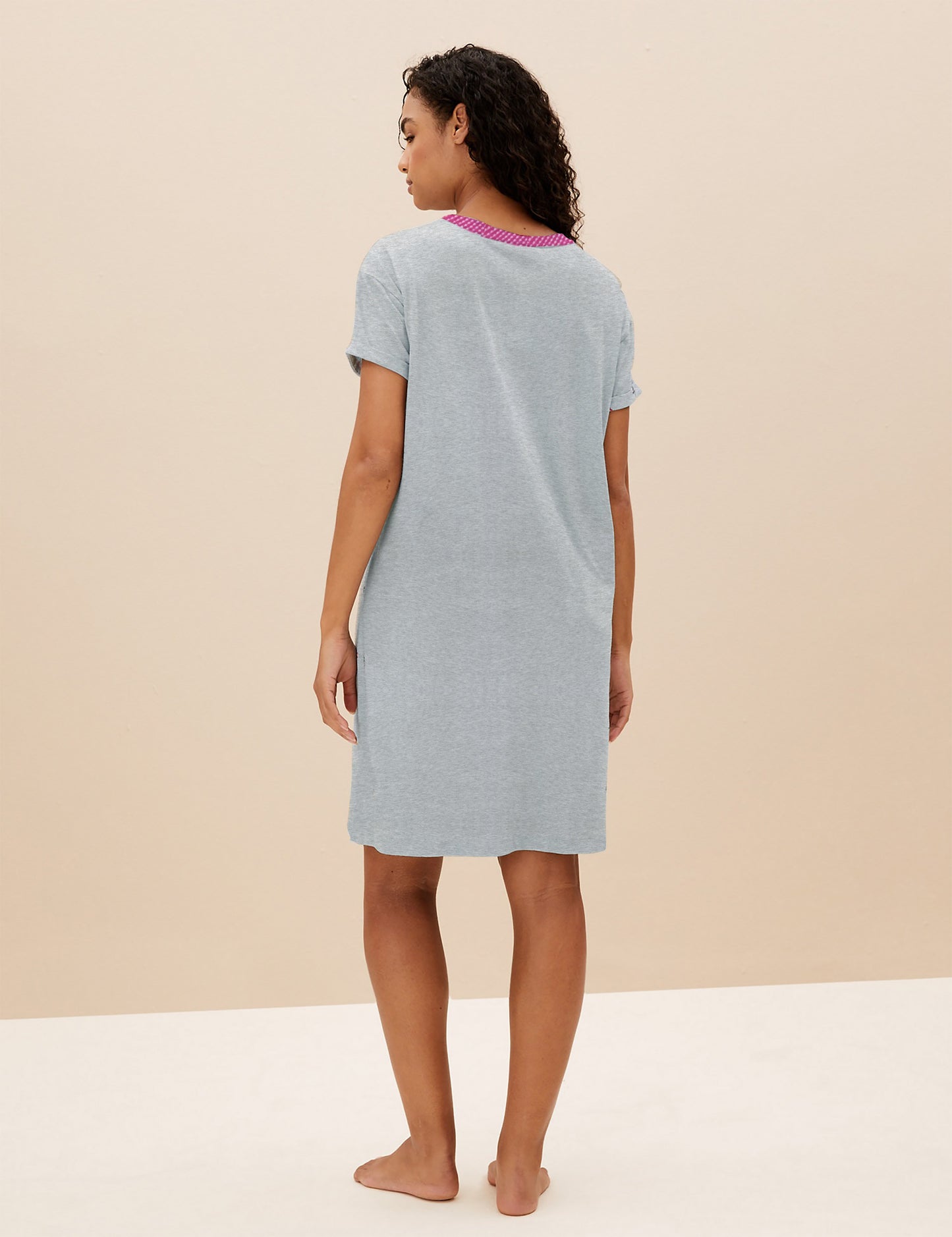 Grey Melange Printed Nightdress