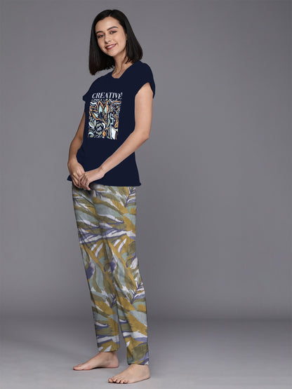 Navy Abstract Pyjama Set