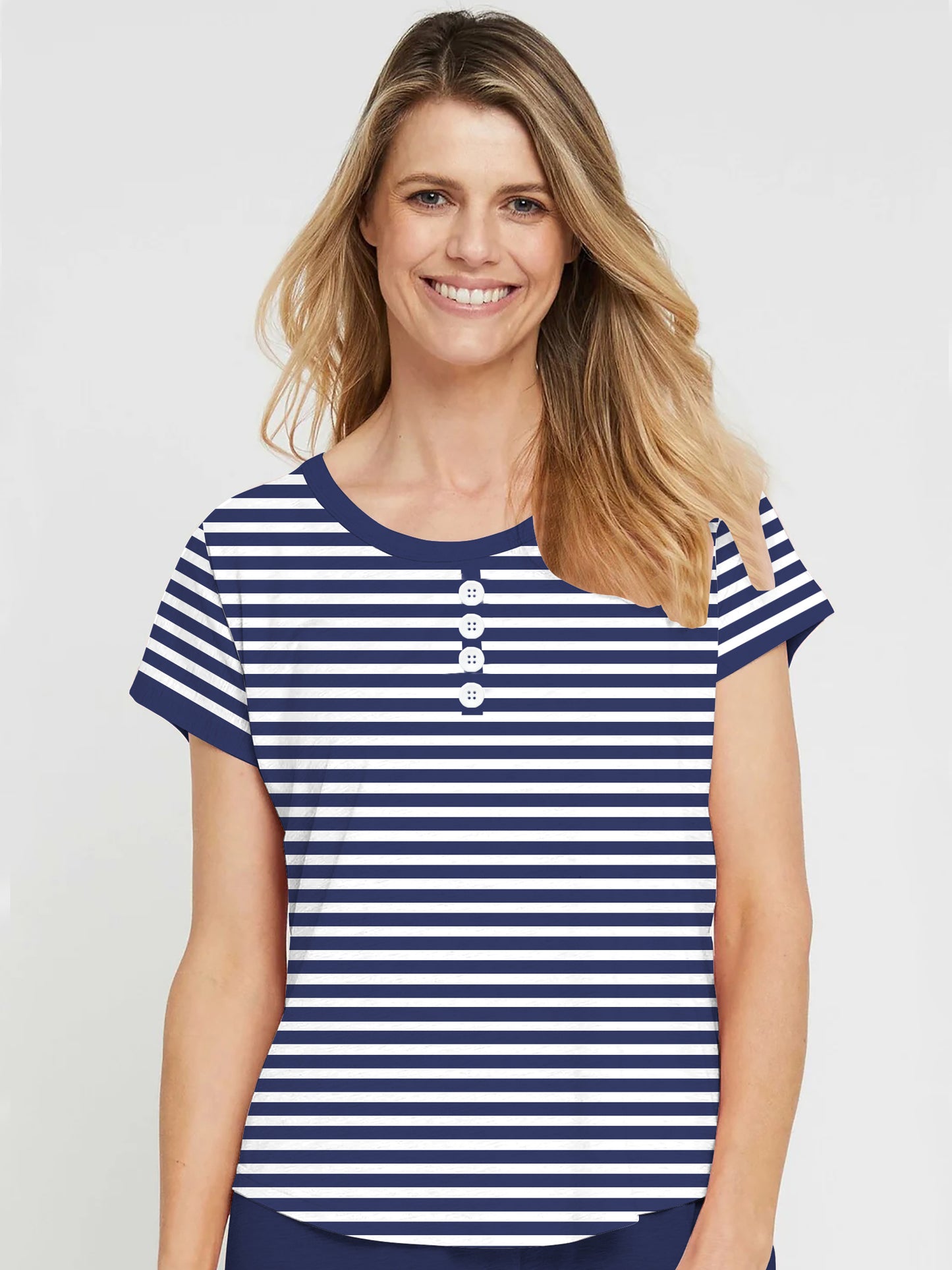 Navy Striped Pyjama Set