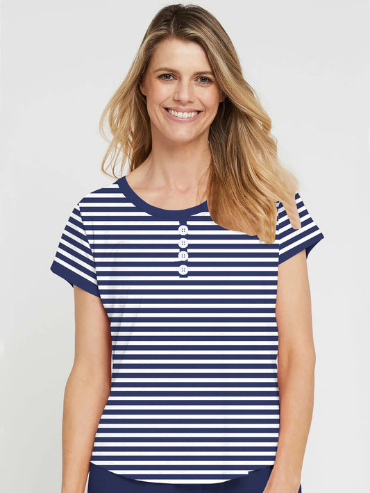 Navy Striped Pyjama Set