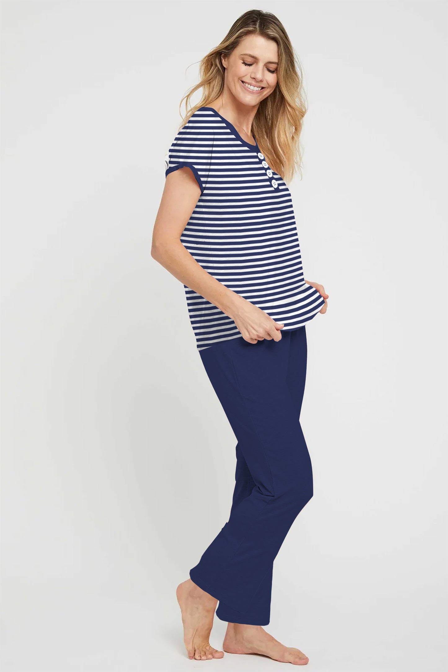 Navy Striped Pyjama Set