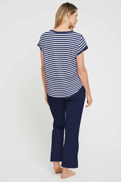 Navy Striped Pyjama Set