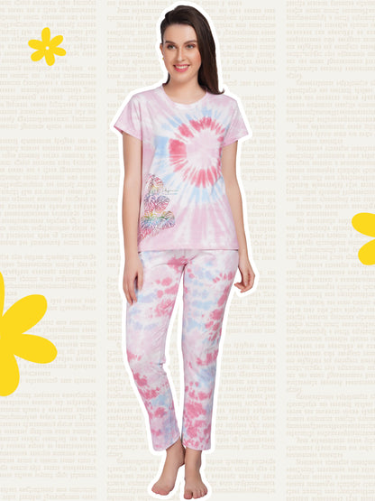 Tie & Dye Pink-Blue Pyjama Set