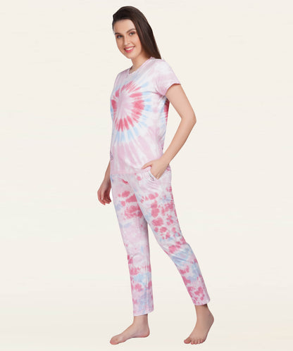 Tie & Dye Pink-Blue Pyjama Set