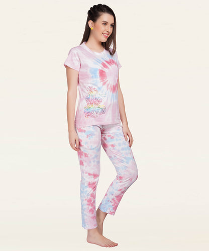 Tie & Dye Pink-Blue Pyjama Set