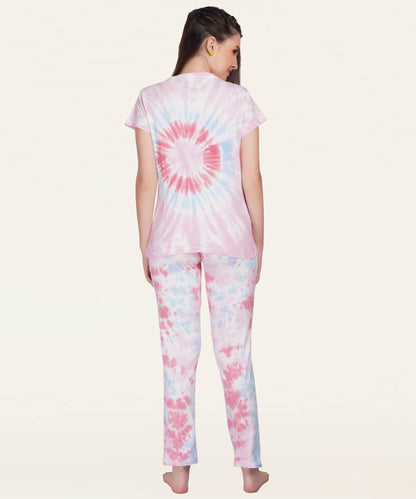 Tie & Dye Pink-Blue Pyjama Set